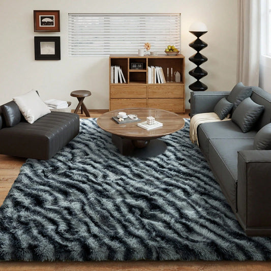 Gnizama Fluffy Shag Zebra Print Washable Rug For Bedroom And Living Room