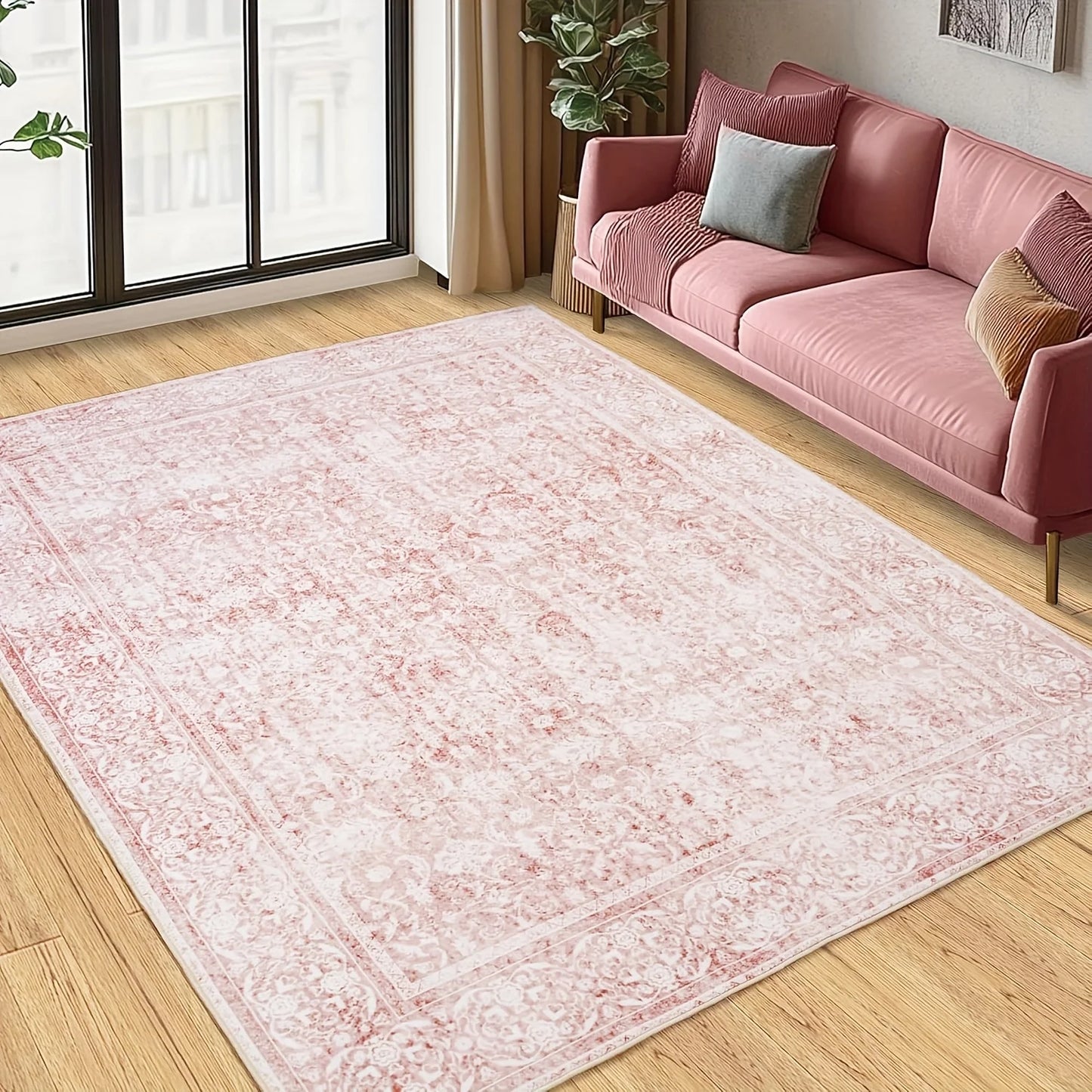Aubusson Floral Modern Living Room Rug 100 Percent Polyester