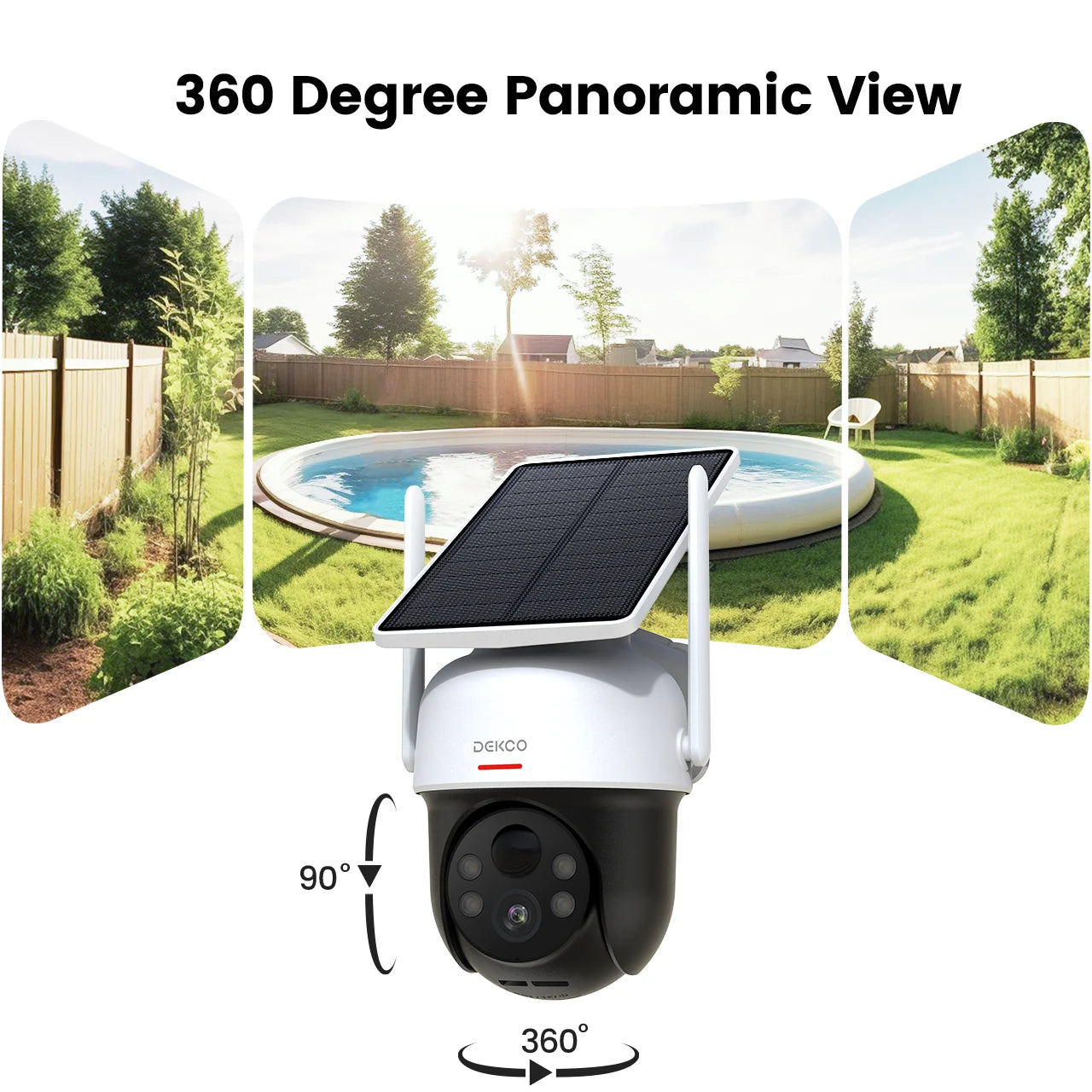 Dekco 2/3/4pcs Solar WiFi Camera 3MP 100% Wire-Free 5000mAh Battery Two-way Audio Security Camera Wireless PTZ CCTV Camera