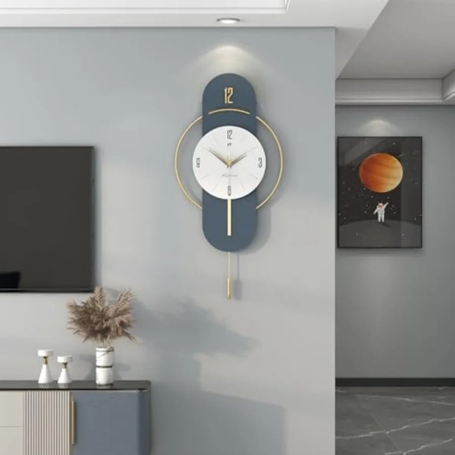 Modern Large Wall Clock Silent Battery Operated for Living Room