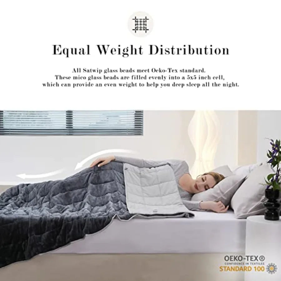 Weighted Blanket 20lb Acrylic Coral Fleece Jacquard Embroidered