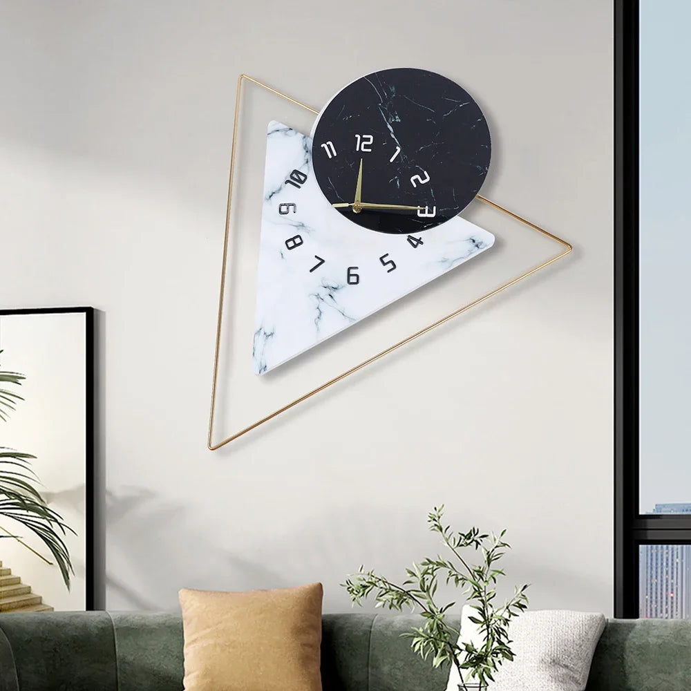 Geometric Wall Mounted Quartz Silent Clock Nordic Minimalist Home Decor
