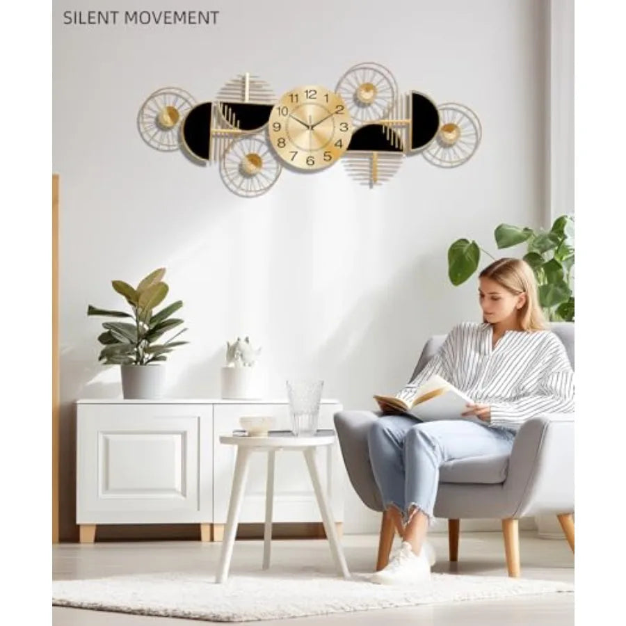Modern Silent NonTicking Metal Wall Clock Battery Operated