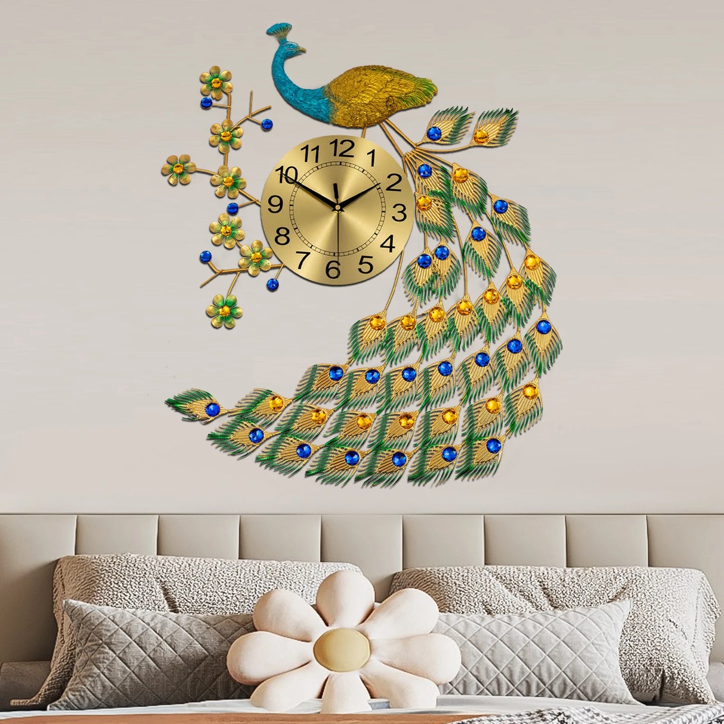 Peacock Wall Clock Acrylic Art Decor For Living Rooms Gift