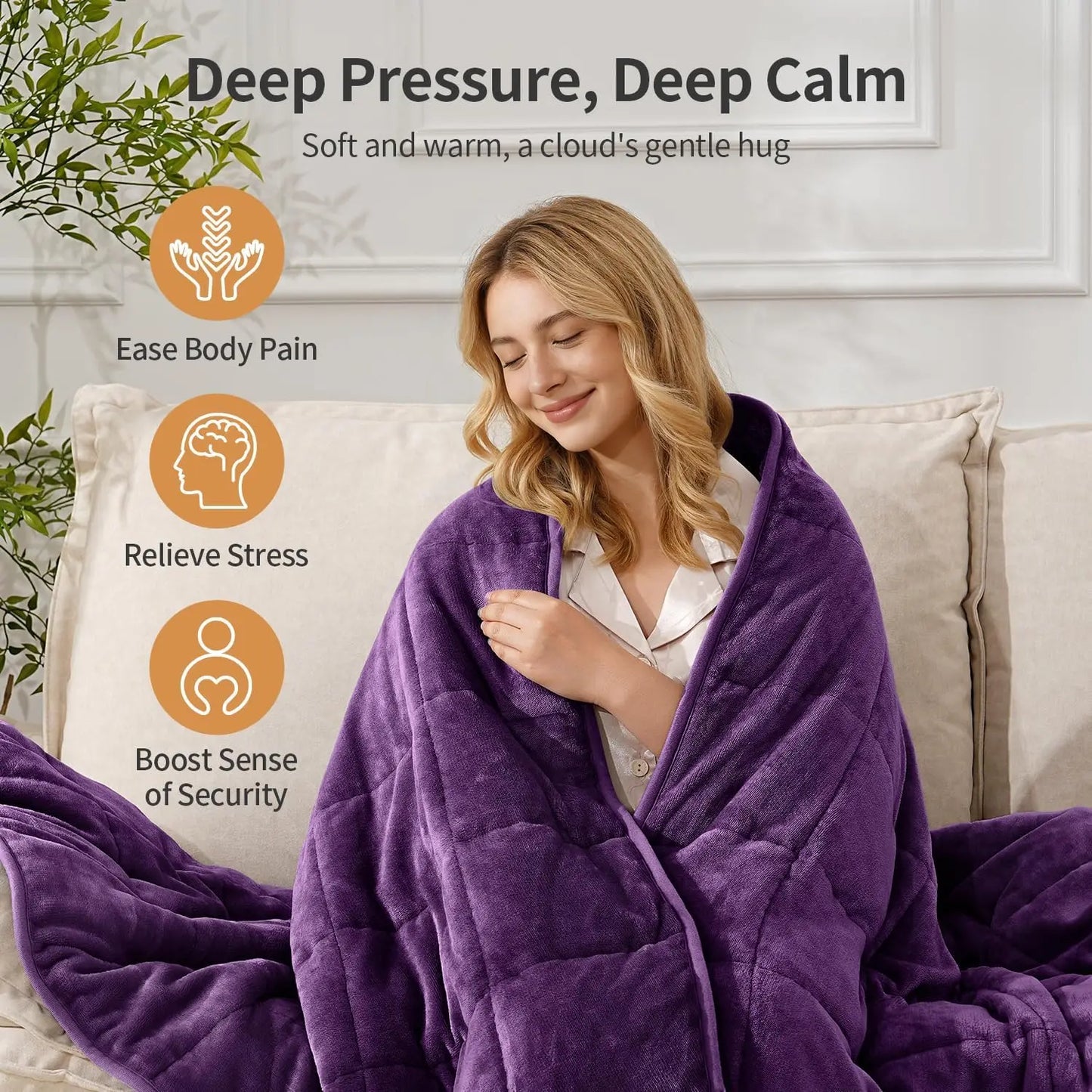 Weighted Blanket 15lb Plush Sherpa Fleece For Cozy Sleep