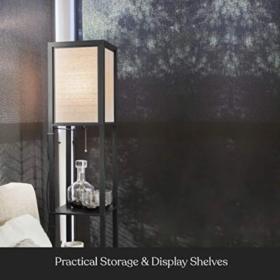 Modern Shelf Floor Lamp With Shelves And Lampshade