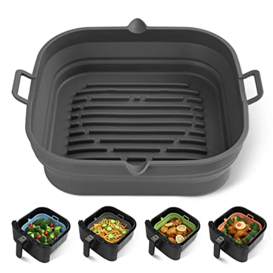 Silicone Air Fryer Liners Square Reusable Collapsible Basket