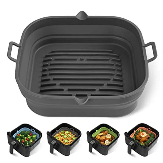 Silicone Air Fryer Liners Square Reusable Collapsible Basket