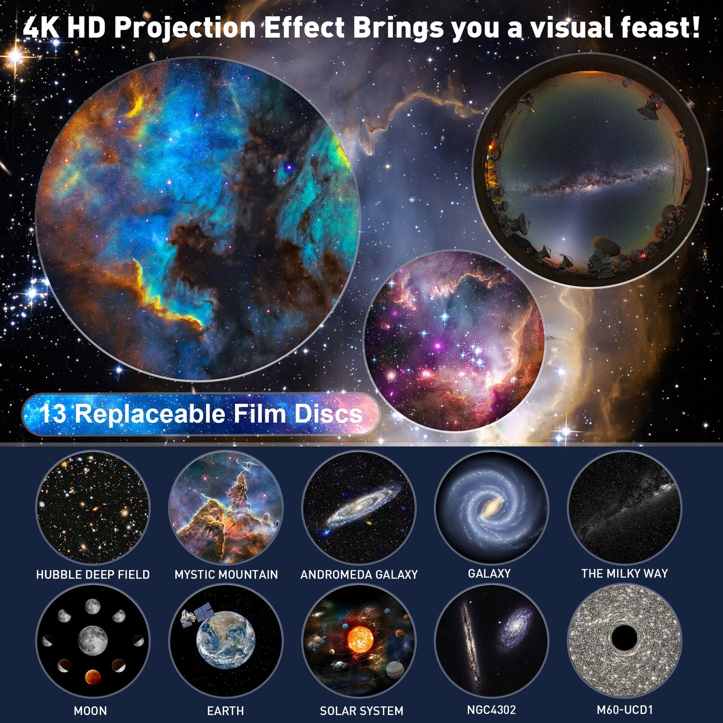 Aiopp Galaxy Projector Planetarium Night Light Realistic Starry Sky