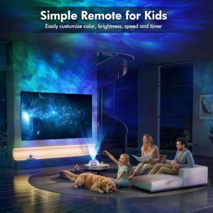 Dual Lens Galaxy Projector, Star Projector for Bedroom with White Noise and Bluetooth Speaker, Remote, Timer, Aurora and Nebula