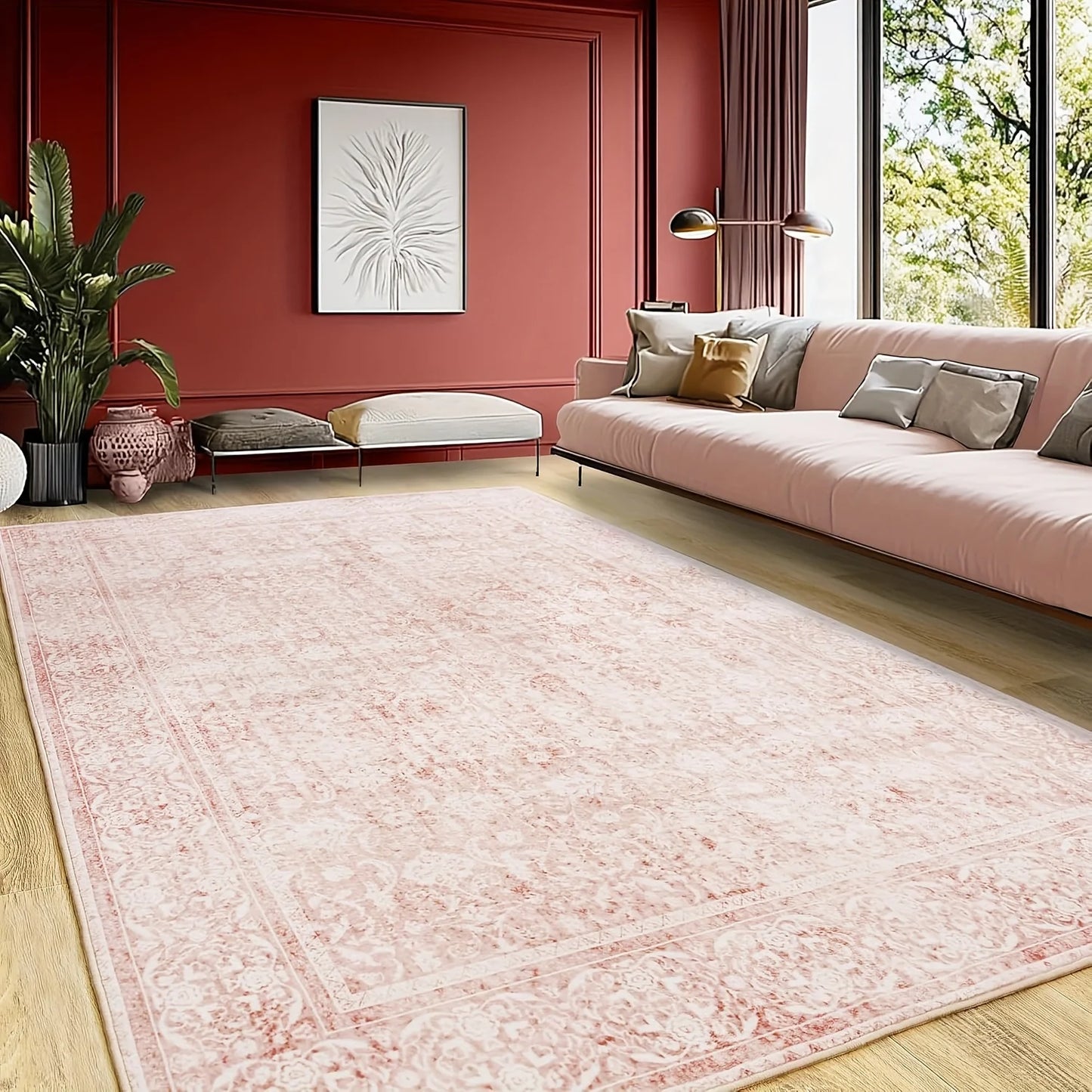 Aubusson Floral Modern Living Room Rug 100 Percent Polyester