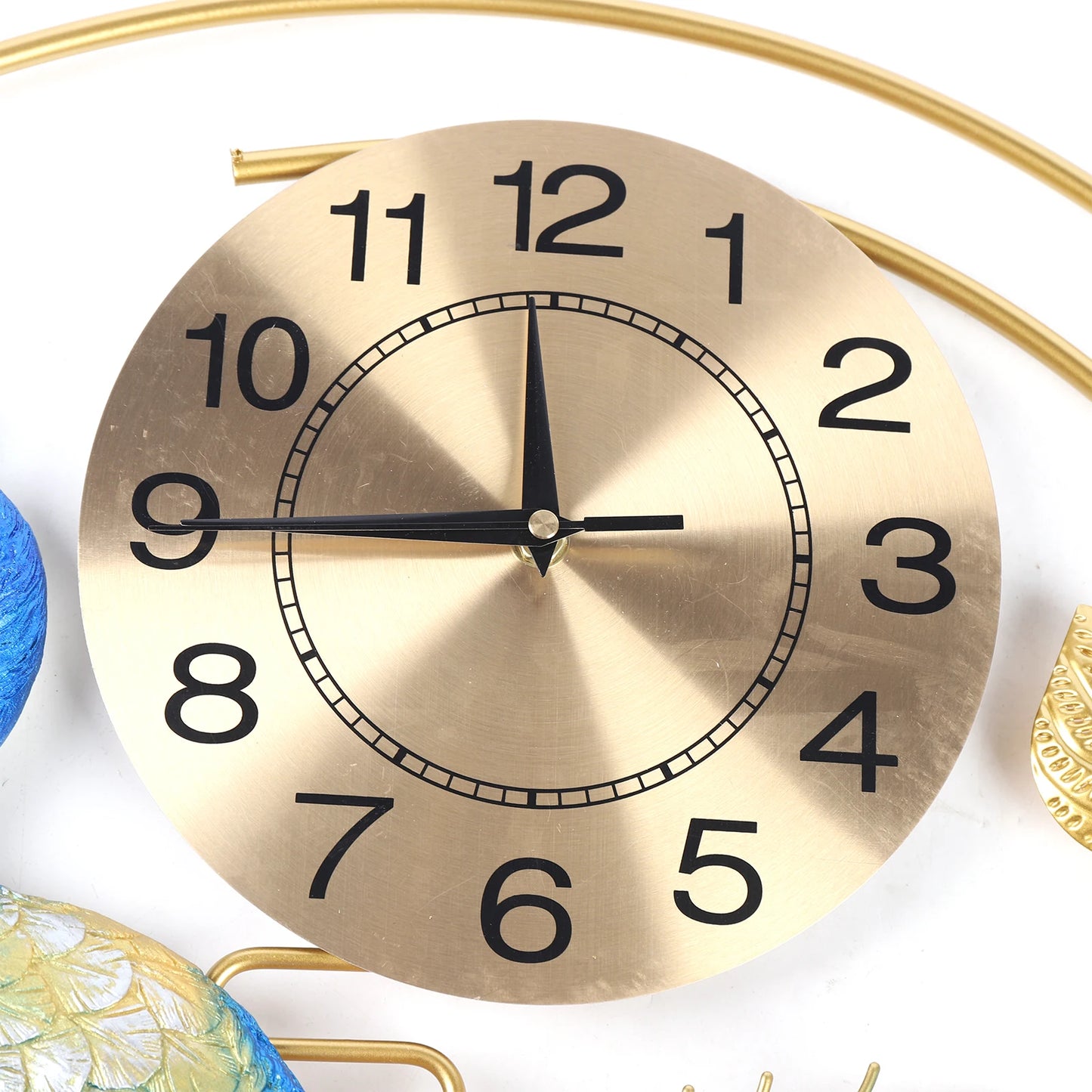 Peacock Art Wall Clock Metal Silent Timepiece No Ticking
