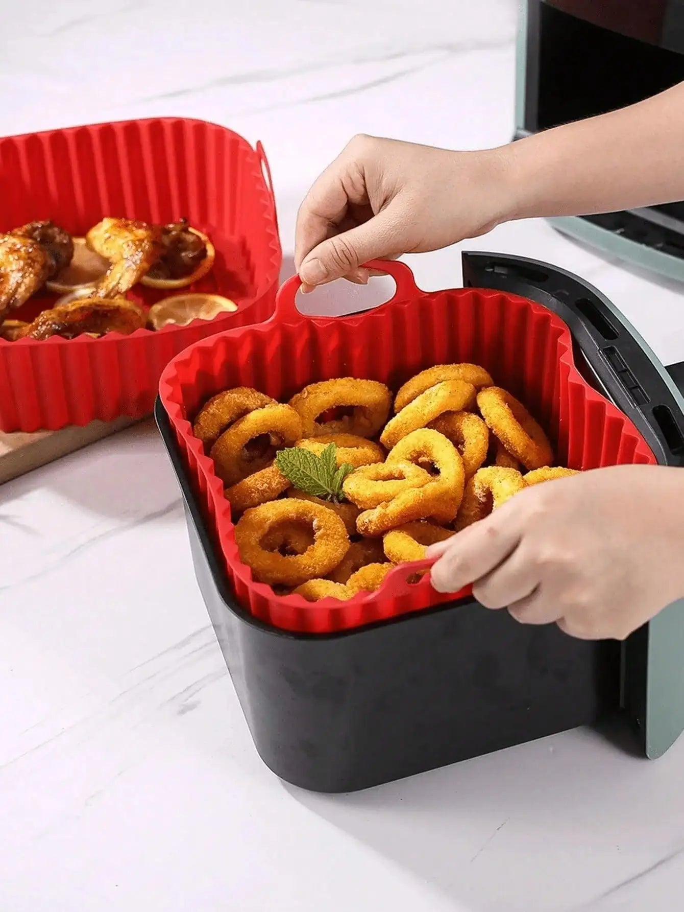 Silicone Baking Mats For Air Fryer Heat Resistant Steamer Pads 2 Pack