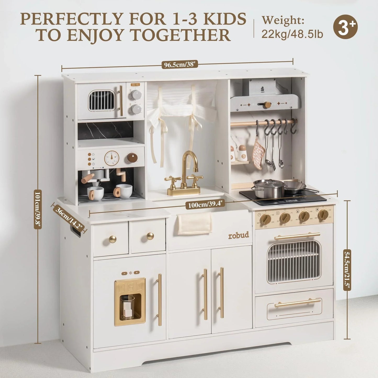 Robotime Robud Wooden Play Kitchen Set With Wash Basin Accessories
