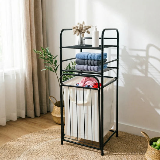 Tilt Out Laundry Hamper With Shelves And Removable Liner
