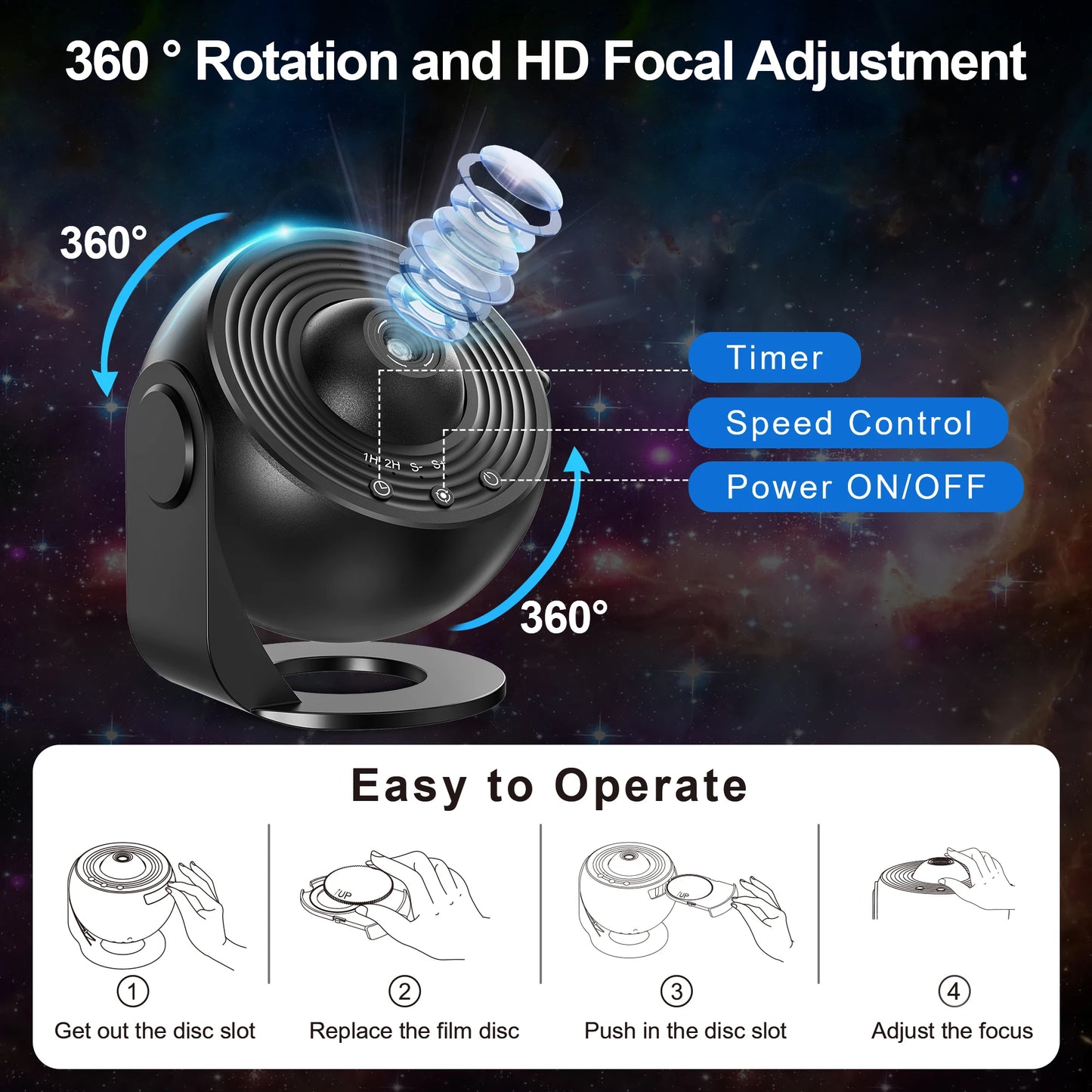 Aiopp Galaxy Projector Planetarium Night Light Realistic Starry Sky