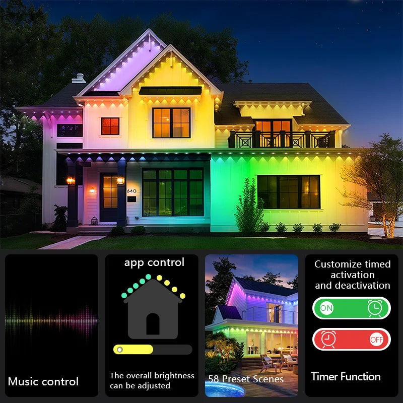 MIMIRGB Smart RGBIC Outdoor Lights 75 Scene Modes Garden