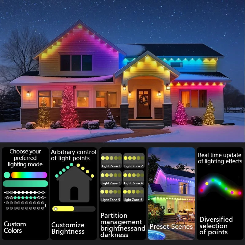 MIMIRGB Smart RGBIC Outdoor Lights 75 Scene Modes Garden