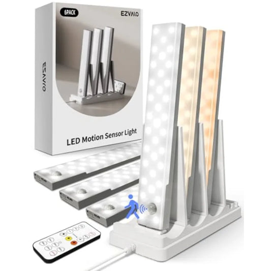 Under Cabinet Lighting with Charging Station, 2000mAh Rechargeable Wireless Motion Sensor Lights, 3 Color Temps, Dimmable, Time