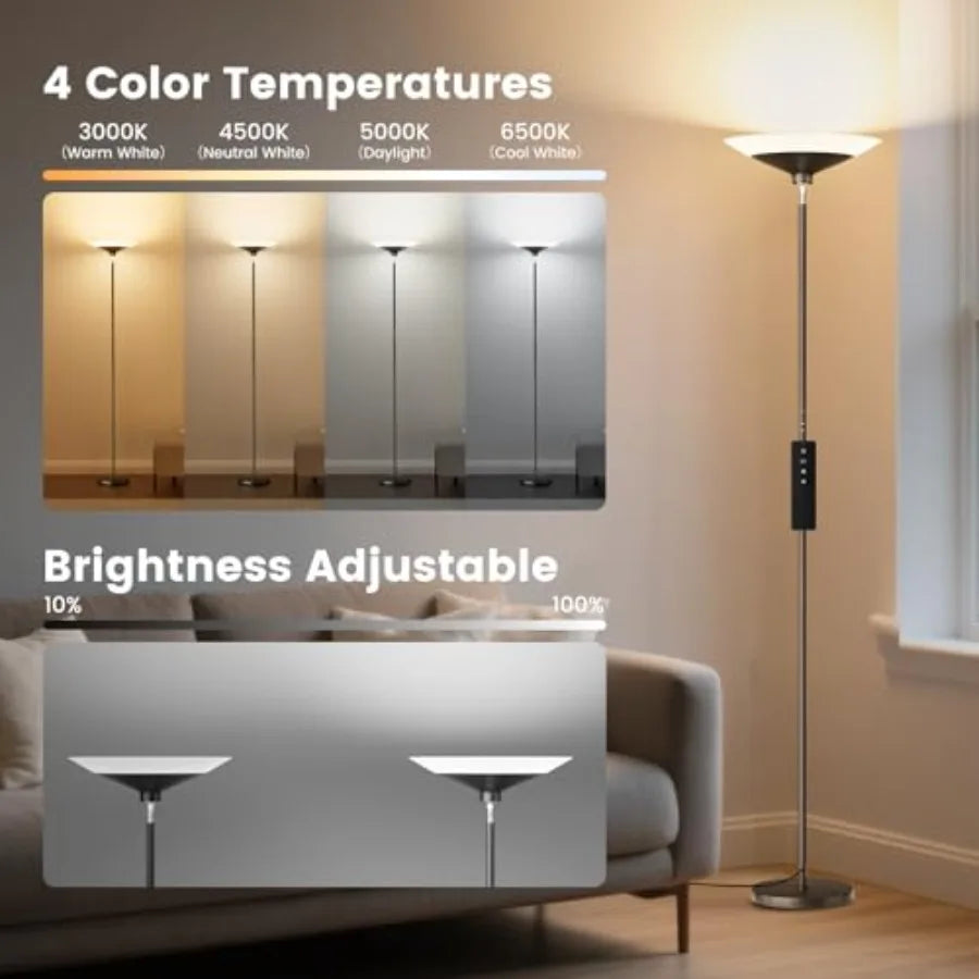 Torchiere Floor Lamp With Remote Control Dimmable LED 3000K-6500K