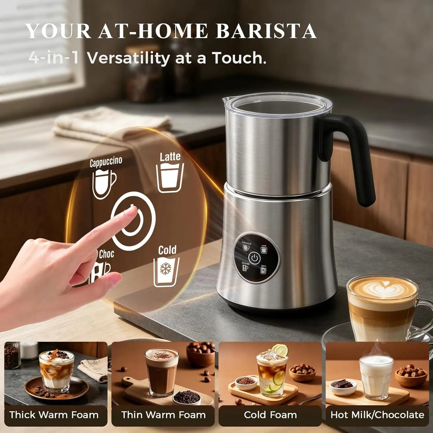 Electric Milk Frother And Steamer Four In One Hot And Cold Foam Maker