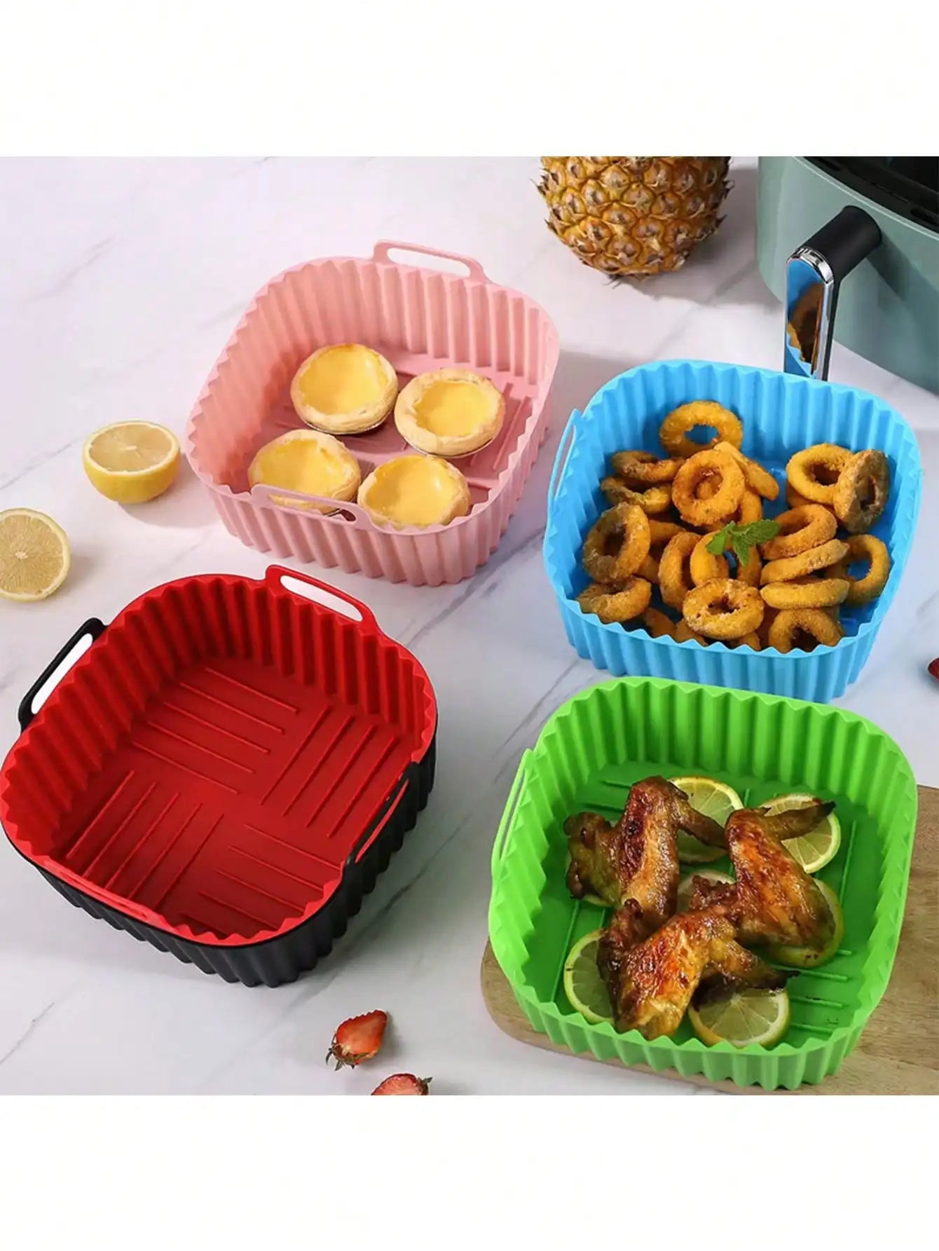 Silicone Baking Mats For Air Fryer Heat Resistant Steamer Pads 2 Pack