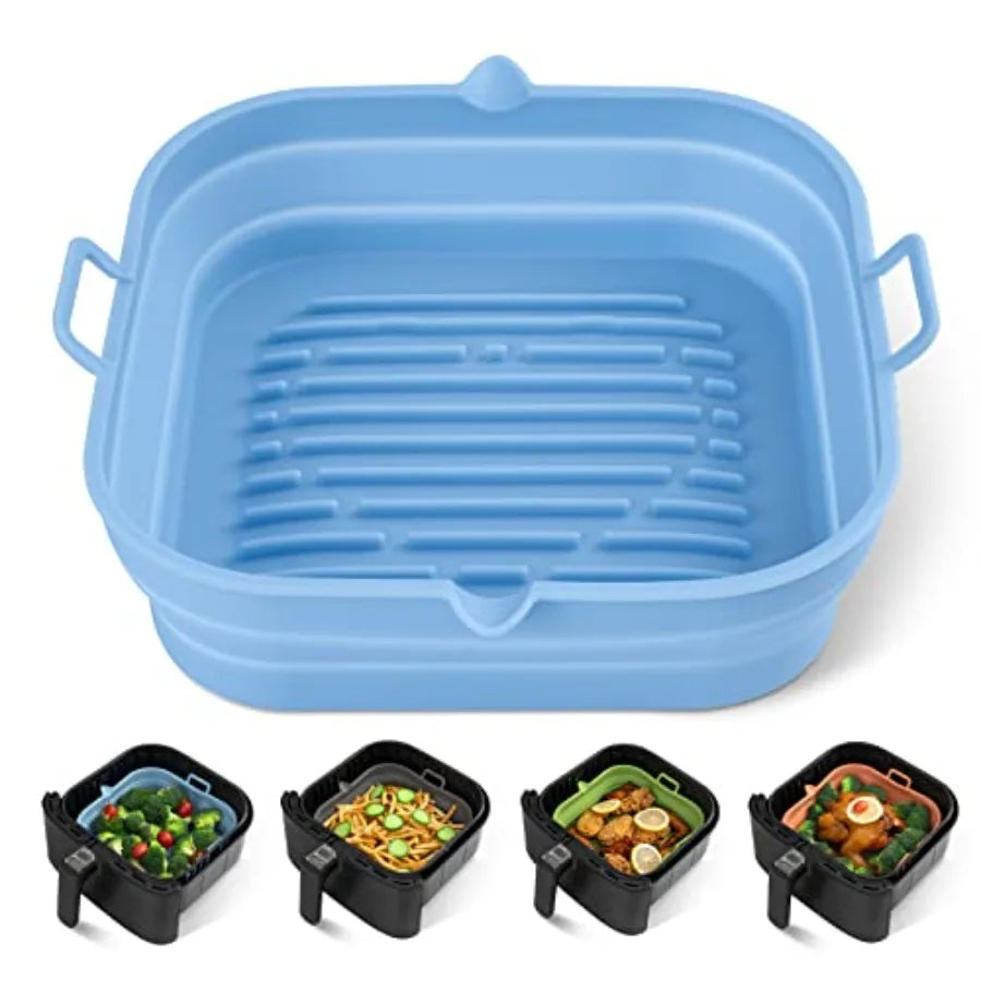Silicone Air Fryer Liners Square Reusable Collapsible Basket