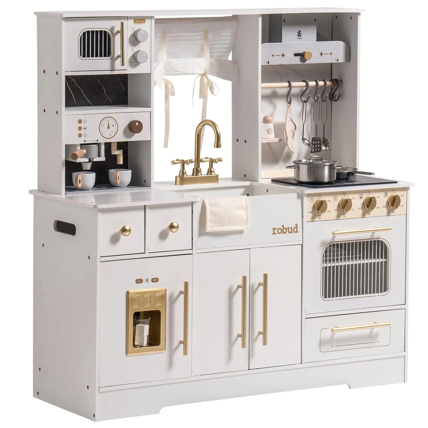 Robotime Robud Wooden Play Kitchen Set With Wash Basin Accessories