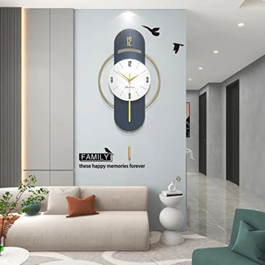 Modern Large Wall Clock Silent Battery Operated for Living Room