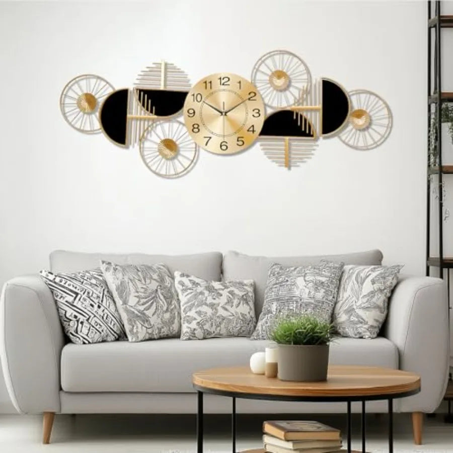 Modern Silent NonTicking Metal Wall Clock Battery Operated