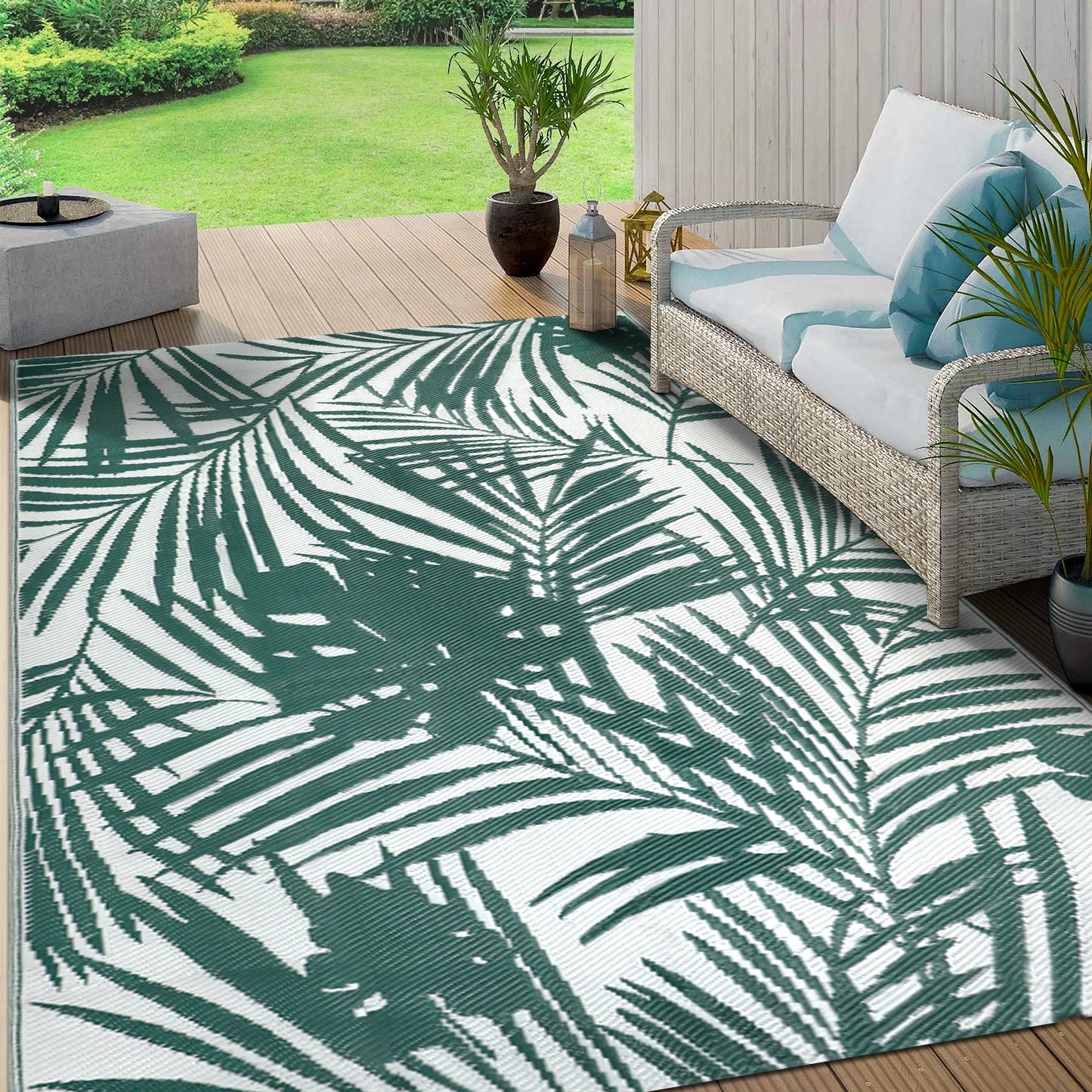 Outdoor Rug Waterproof Recycled Plastic Straw for Patio and Deck