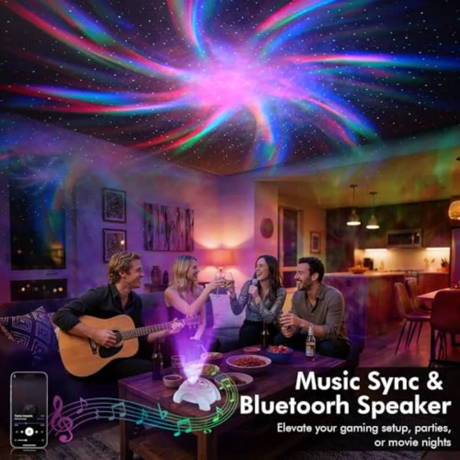 Dual Lens Galaxy Projector, Star Projector for Bedroom with White Noise and Bluetooth Speaker, Remote, Timer, Aurora and Nebula