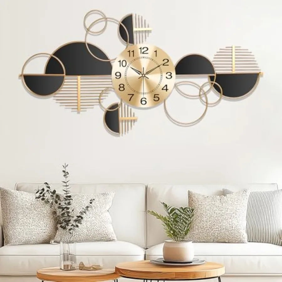 Modern Silent NonTicking Metal Wall Clock Battery Operated