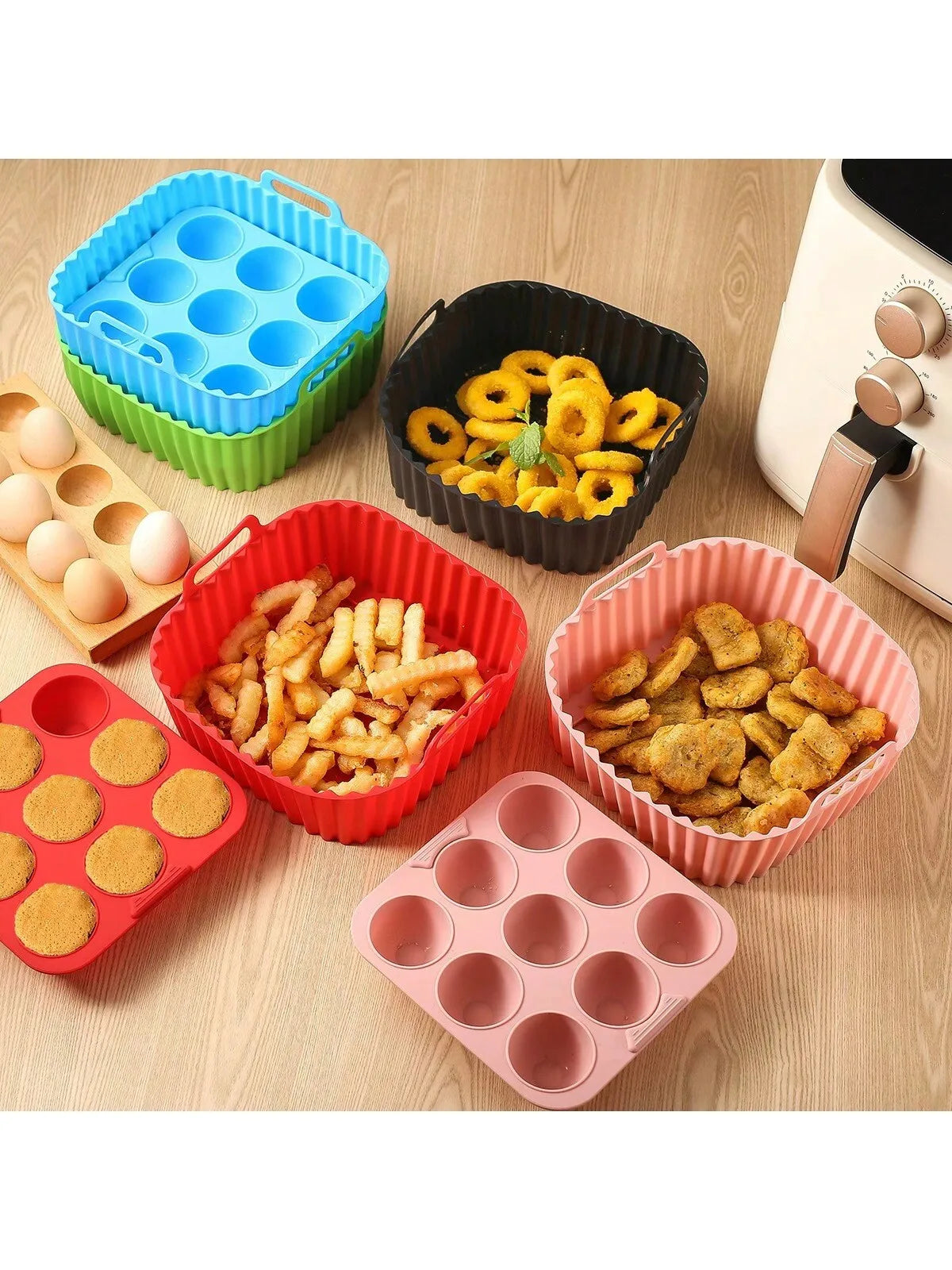 Silicone Baking Mats For Air Fryer Heat Resistant Steamer Pads 2 Pack