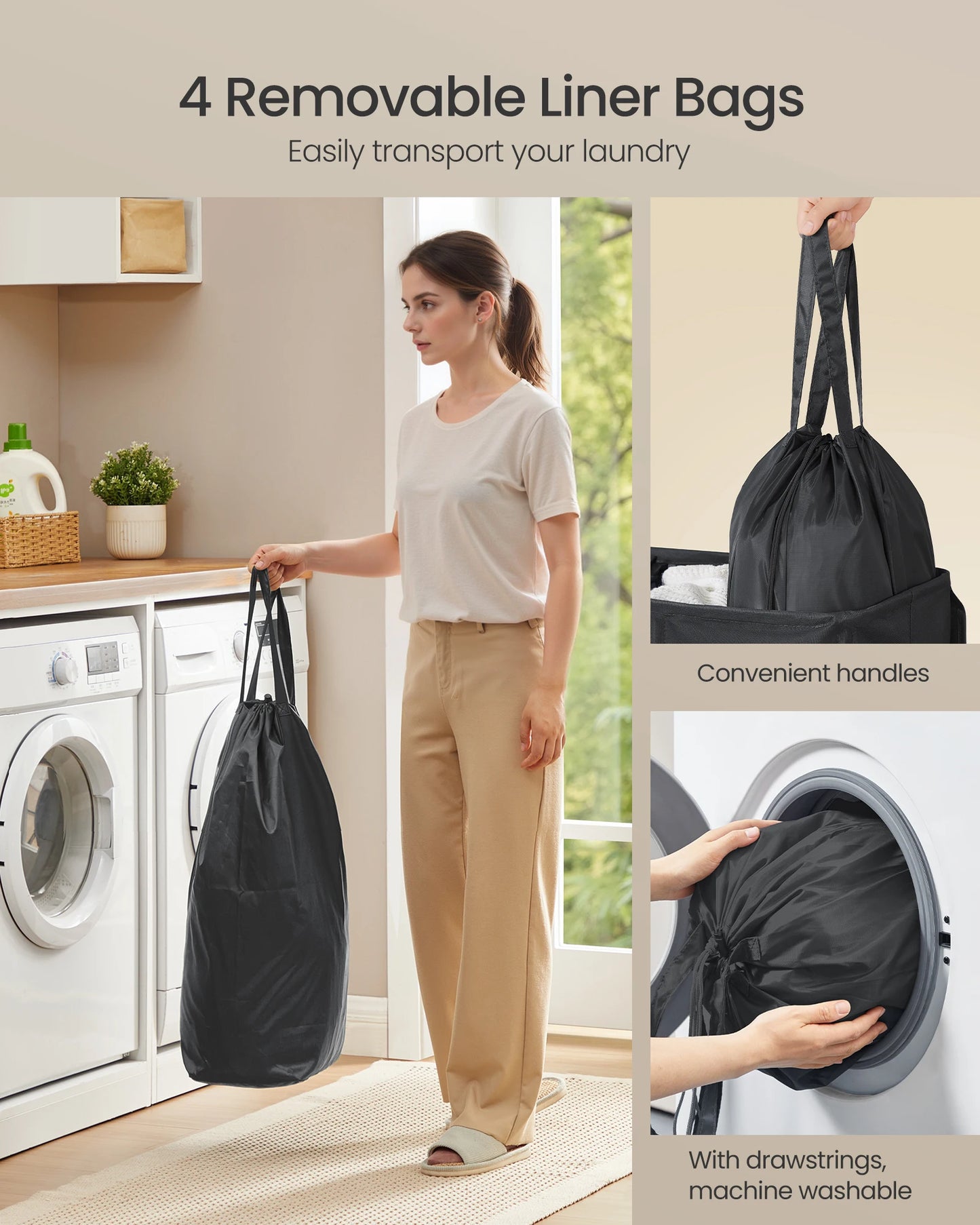 SONGMICS Four Compartment Laundry Sorter With Removable Lid