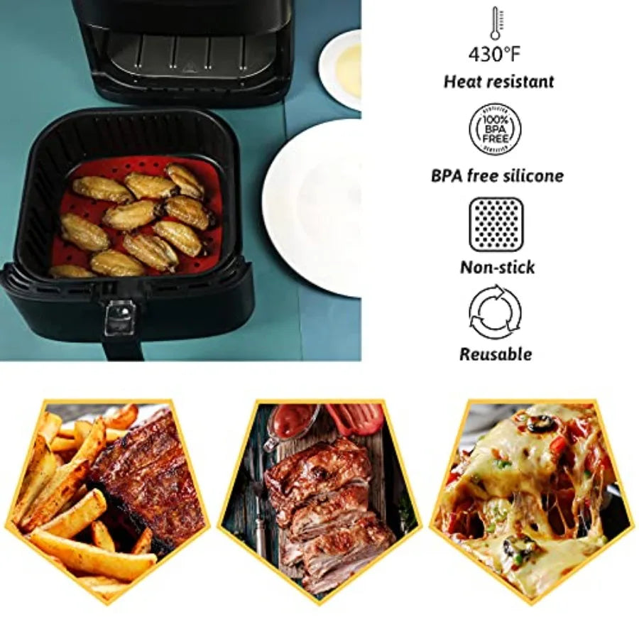 Air Fryer Silicone Liners 2 Pack Reusable Food Grade Mat
