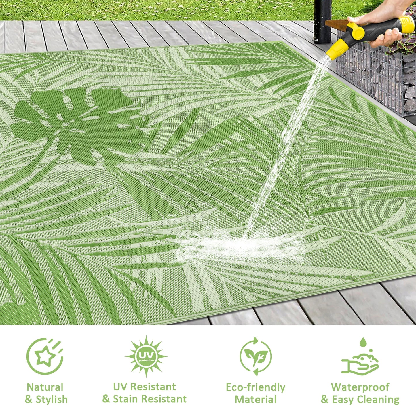 Outdoor Rug Waterproof Recycled Plastic Straw for Patio and Deck