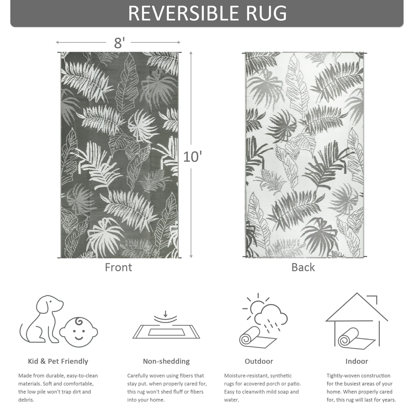 Outdoor Plastic Rug Waterproof Reversible Camping Mat