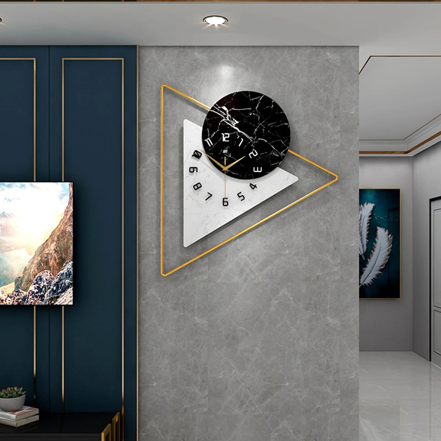 Geometric Wall Mounted Quartz Silent Clock Nordic Minimalist Home Decor