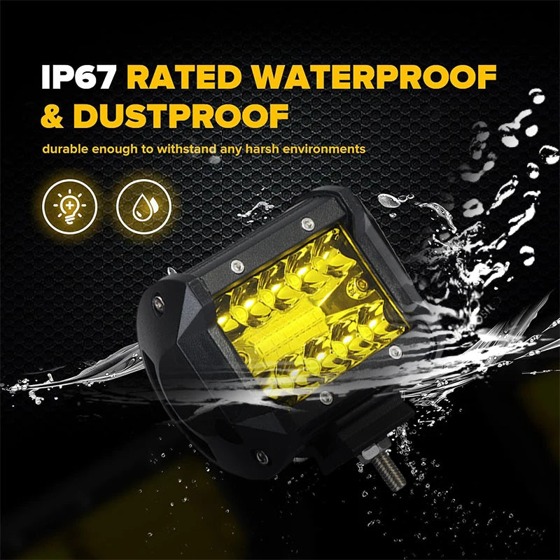 2/4Pcs 4 Inch Yellow LED Pod Lights Spot Flood Combo LED Fog Driving 4x4 Off Road Lights Work Lights for Truck Boat ATV UTV Jeep