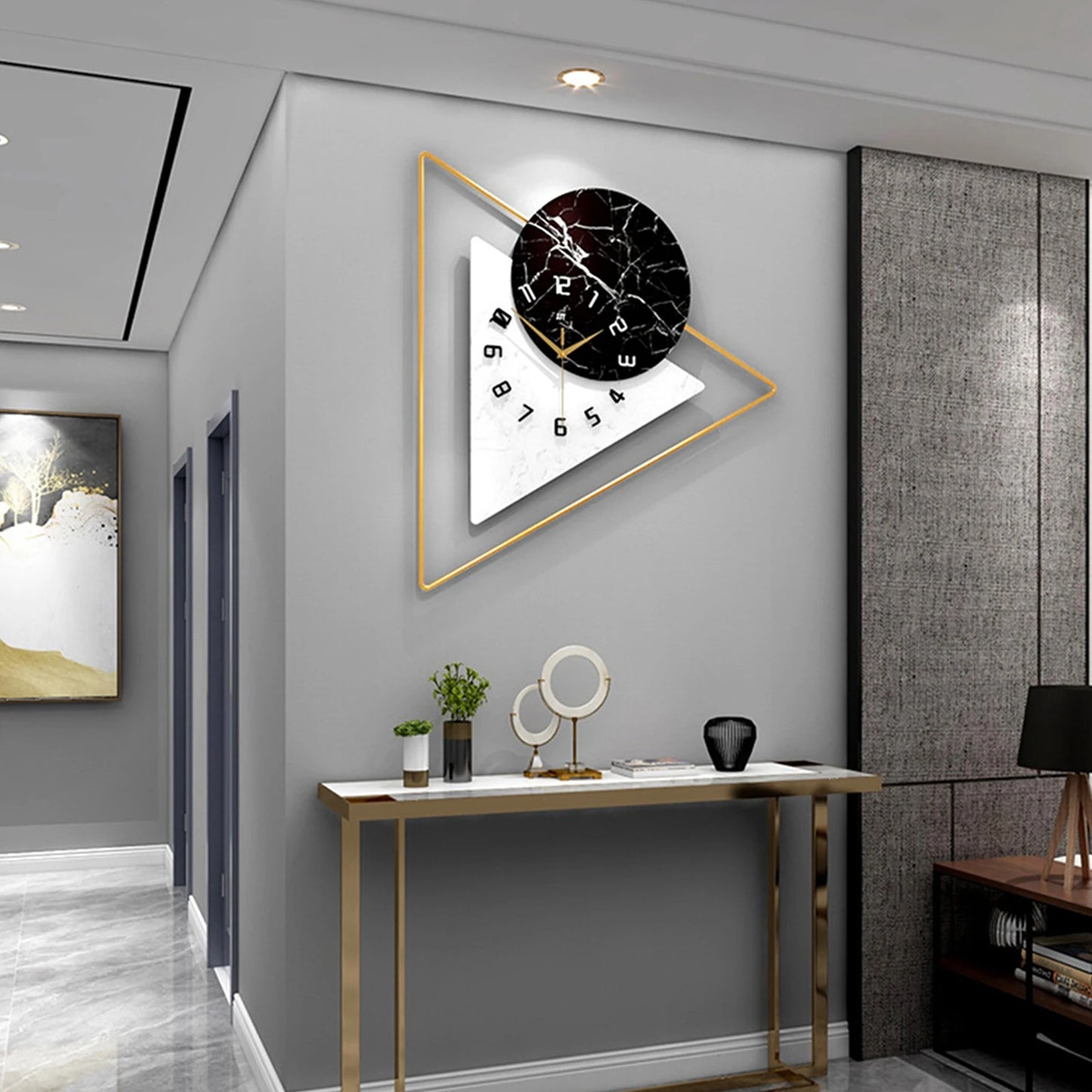 Geometric Wall Mounted Quartz Silent Clock Nordic Minimalist Home Decor