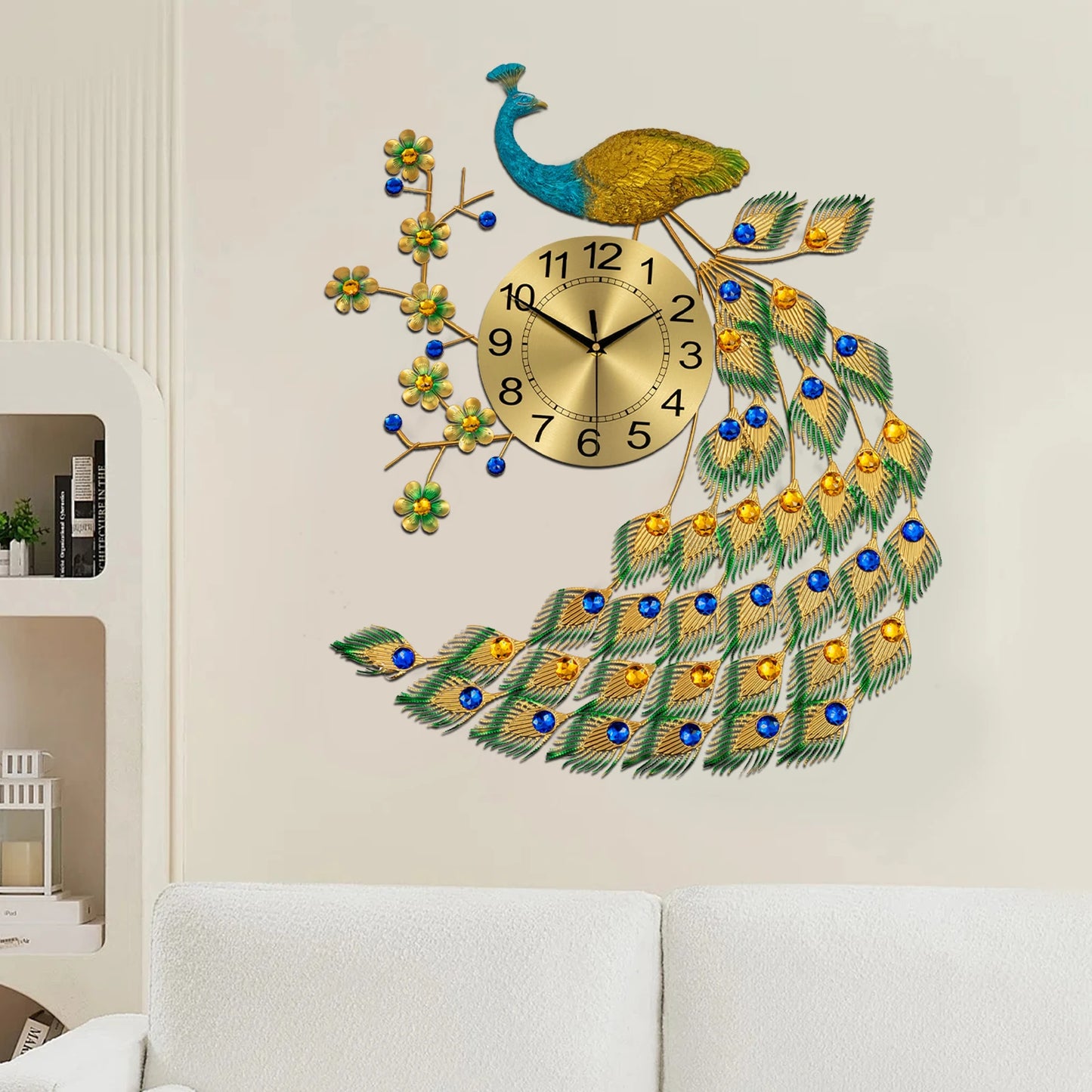 Peacock Wall Clock Acrylic Art Decor For Living Rooms Gift