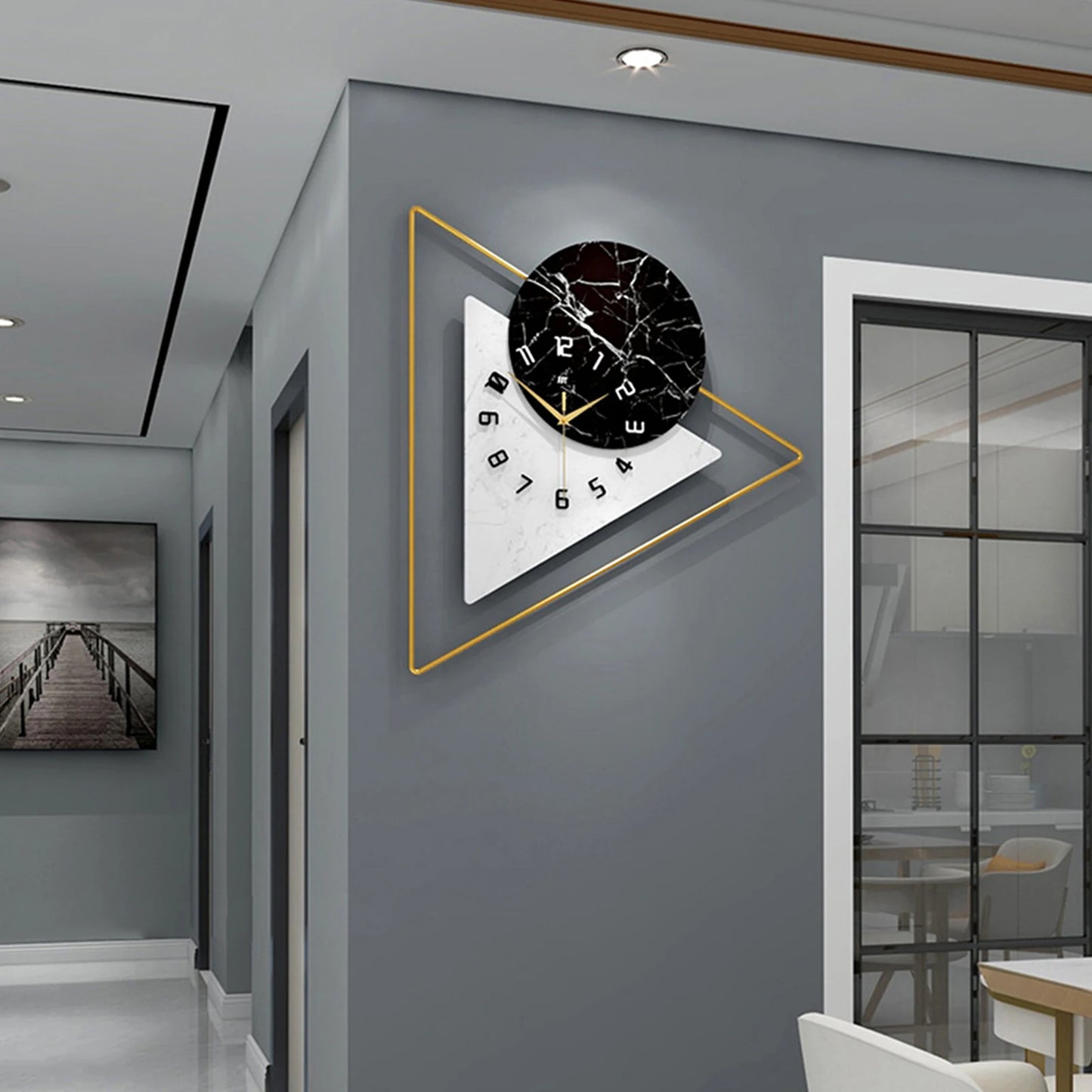 Geometric Wall Mounted Quartz Silent Clock Nordic Minimalist Home Decor