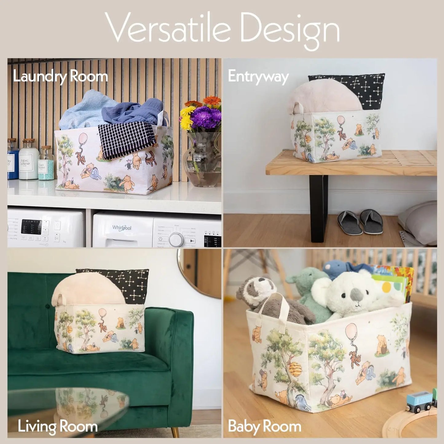 Winnie The Pooh Storage Nursery Basket Canvas Hamper